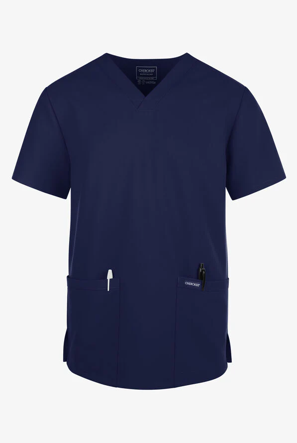Cherokee Workwear Originals Ultra Unisex 2-Pocket V-Neck Scrub Top (CKE00014A) - Image 3