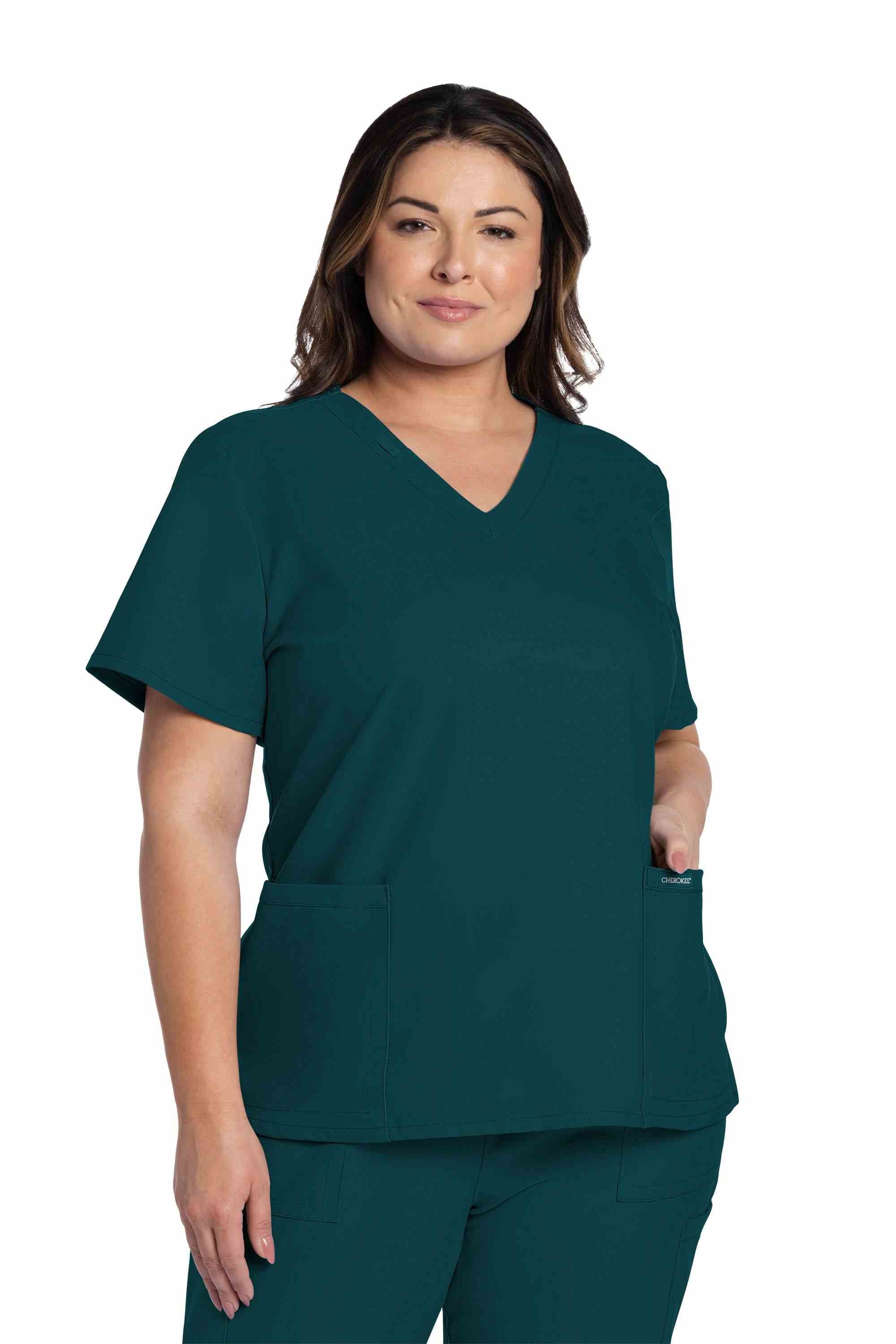 Cherokee Workwear Originals Ultra Women's 2-Pocket V-Neck Scrub Top (CKE953A) - Image 8