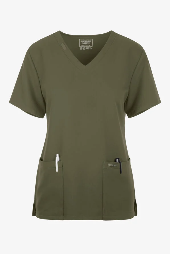 Cherokee Workwear Originals Ultra Women's 2-Pocket V-Neck Scrub Top (CKE953A) NEW COLOURS!! - Image 2